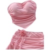 image:imageFloerns Womens 2 Piece Outfit Hanky Hem Strapless Tube Top Floral Mini Skirt Going Out SetsLight Pink