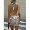 image:imageFloerns Womens 2 Piece Outfit Satin Draped Halter Top and Bodycon Sequin Mini Skirt SetBlue Multi