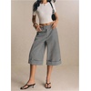 image:imageFloerns Womens Baggy Capri Pants Dressy Casual Low Rise Wide Leg Cropped Pants Office OutfitsBlack and White Striped