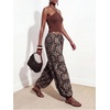 image:imageFloerns Womens Boho Elastic High Waisted Lantern Pants Vacation Baggy Harem TrousersBrown