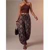 image:imageFloerns Womens Boho Elastic High Waisted Lantern Pants Vacation Baggy Harem TrousersBrown