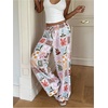 image:imageFloerns Womens Boho Floral Print Wide Leg Pants Drawstring Waist Casual Loose TrousersMulticolor