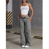 image:imageFloerns Womens Bowknot Embroidery Jeans Y2k Straight Leg Boyfriend Denim PantsLight Grey