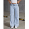 image:imageFloerns Womens Bowknot Embroidery Jeans Y2k Straight Leg Boyfriend Denim PantsLight Wash