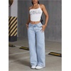 image:imageFloerns Womens Bowknot Embroidery Jeans Y2k Straight Leg Boyfriend Denim PantsLight Wash