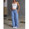 image:imageFloerns Womens Bowknot Embroidery Jeans Y2k Straight Leg Boyfriend Denim PantsMedium Wash