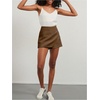 image:imageFloerns Womens Casual Mid Waist Skorts Wrap Front Business Casual Outfit Skirt ShortsCoffee Brown