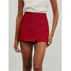 image:imageFloerns Womens Casual Mid Waist Skorts Wrap Front Business Casual Outfit Skirt ShortsHot Red