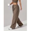 image:imageFloerns Womens Casual Wide Leg Baggy Sweatpants Drawstring Elastic Waist Spring Fall Loose Workout PantsKhaki