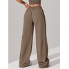 image:imageFloerns Womens Casual Wide Leg Baggy Sweatpants Drawstring Elastic Waist Spring Fall Loose Workout PantsKhaki
