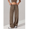 image:imageFloerns Womens Casual Wide Leg Baggy Sweatpants Drawstring Elastic Waist Spring Fall Loose Workout PantsKhaki