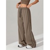 image:imageFloerns Womens Casual Wide Leg Baggy Sweatpants Drawstring Elastic Waist Spring Fall Loose Workout PantsKhaki