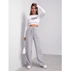 image:imageFloerns Womens Causal Drawstring High Waist Baggy Straight Wide Leg Sweatpants with PocketsA Grey