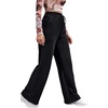 image:imageFloerns Womens Causal Drawstring High Waist Baggy Straight Wide Leg Sweatpants with PocketsBlack