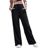 image:imageFloerns Womens Causal Drawstring High Waist Baggy Straight Wide Leg Sweatpants with PocketsBlack