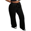 image:imageFloerns Womens Causal Drawstring High Waist Baggy Straight Wide Leg Sweatpants with PocketsBlack Solid Pure