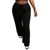 image:imageFloerns Womens Causal Drawstring High Waist Baggy Straight Wide Leg Sweatpants with PocketsBlack Solid Pure