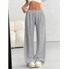 image:imageFloerns Womens Causal Drawstring High Waist Baggy Straight Wide Leg Sweatpants with PocketsCloud Grey