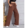 image:imageFloerns Womens Causal Drawstring High Waist Baggy Straight Wide Leg Sweatpants with PocketsCoffee Brown