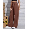 image:imageFloerns Womens Causal Drawstring High Waist Baggy Straight Wide Leg Sweatpants with PocketsCoffee Brown