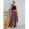 image:imageFloerns Womens Causal Drawstring High Waist Baggy Straight Wide Leg Sweatpants with PocketsCoffee Brown