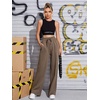 image:imageFloerns Womens Causal Drawstring High Waist Baggy Straight Wide Leg Sweatpants with PocketsMocha Brown