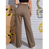 image:imageFloerns Womens Causal Drawstring High Waist Baggy Straight Wide Leg Sweatpants with PocketsMocha Brown