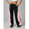 image:imageFloerns Womens ColorBlock Baggy Pants Y2K Wide Leg Barrel Parachute PantsBlack Multi