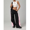 image:imageFloerns Womens ColorBlock Baggy Pants Y2K Wide Leg Barrel Parachute PantsBlack Multi