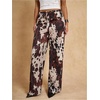 image:imageFloerns Womens Cow Print Drawstring Waist Pants Wide Leg Western Going Out TrousersKhaki