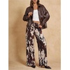 image:imageFloerns Womens Cow Print Drawstring Waist Pants Wide Leg Western Going Out TrousersKhaki