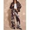 image:imageFloerns Womens Cow Print Drawstring Waist Pants Wide Leg Western Going Out TrousersKhaki