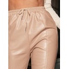 image:imageFloerns Womens Drawstring High Waisted Cropped Tapered Pu Leather PantsApricot