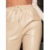 image:imageFloerns Womens Drawstring High Waisted Cropped Tapered Pu Leather PantsBeige