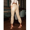 image:imageFloerns Womens Drawstring High Waisted Cropped Tapered Pu Leather PantsBeige