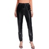 image:imageFloerns Womens Drawstring High Waisted Cropped Tapered Pu Leather PantsBlack Solid