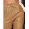 image:imageFloerns Womens Drawstring High Waisted Cropped Tapered Pu Leather PantsKhaki