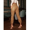 image:imageFloerns Womens Drawstring High Waisted Cropped Tapered Pu Leather PantsKhaki