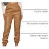 image:imageFloerns Womens Drawstring High Waisted Cropped Tapered Pu Leather PantsKhaki