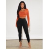 image:imageFloerns Womens Elastic High Waist Legging Pants Split Hem Elegant Skinny TrousersBlack