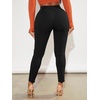 image:imageFloerns Womens Elastic High Waist Legging Pants Split Hem Elegant Skinny TrousersBlack