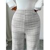 image:imageFloerns Womens Elastic High Waist Plaid Straight Leg Pants Fall Clothes Knitted TrousersBlack and White