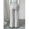 image:imageFloerns Womens Elastic High Waist Plaid Straight Leg Pants Fall Clothes Knitted TrousersBlack and White