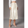 image:imageFloerns Womens Elegant High Waist Satin Midi Skirt Fishtail Hem Business Casual SkirtsApricot
