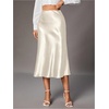 image:imageFloerns Womens Elegant High Waist Satin Midi Skirt Fishtail Hem Business Casual SkirtsApricot