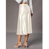 image:imageFloerns Womens Elegant High Waist Satin Midi Skirt Fishtail Hem Business Casual SkirtsApricot