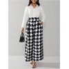 image:imageFloerns Womens Elegant Houndstooth Dress Pants High Waist Palazzo Wide Leg Business Casual Work PantHoundstooth