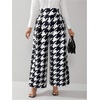 image:imageFloerns Womens Elegant Houndstooth Dress Pants High Waist Palazzo Wide Leg Business Casual Work PantHoundstooth