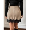 image:imageFloerns Womens Elegant Lace Skirt Mid Waist Ruched Wrap Front Date Night Short SkirtsBeige