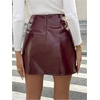 image:imageFloerns Womens Elegant PU Leather Mini Skirt High Waisted Bodycon A Line Party Club SkirtsBurgundy